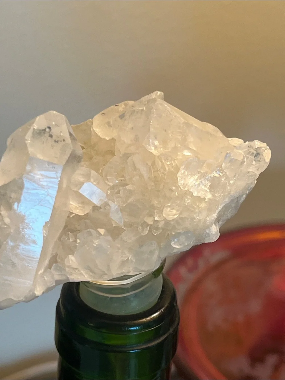 Genuine Clear Quartz Cluster Bottle Stopper.